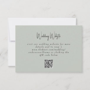 Simple Sage Wedding QR Code Website RSVP Card