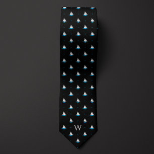 Simple Sailboat Monogram Tie