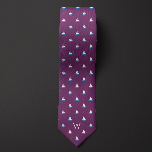 Simple Sailboat Monogram Tie (Creator Uploaded)