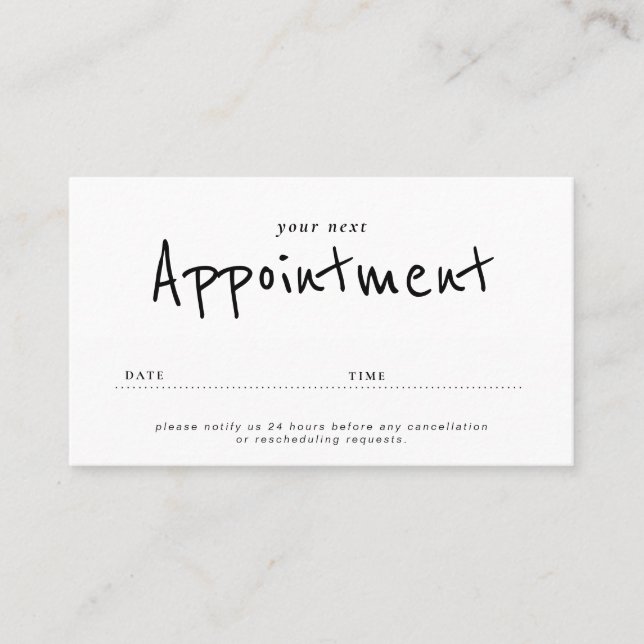 simple salon appointment card (Front)