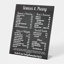 Simple Salon Menu Pedestal Sign