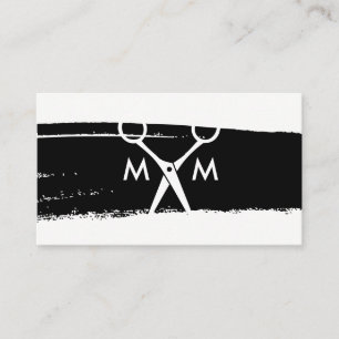 Simple Salon Shears Brushed Monogram Business Card