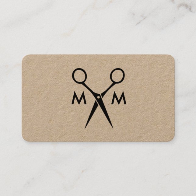Simple Salon Shears Monogram Business Card (Front)