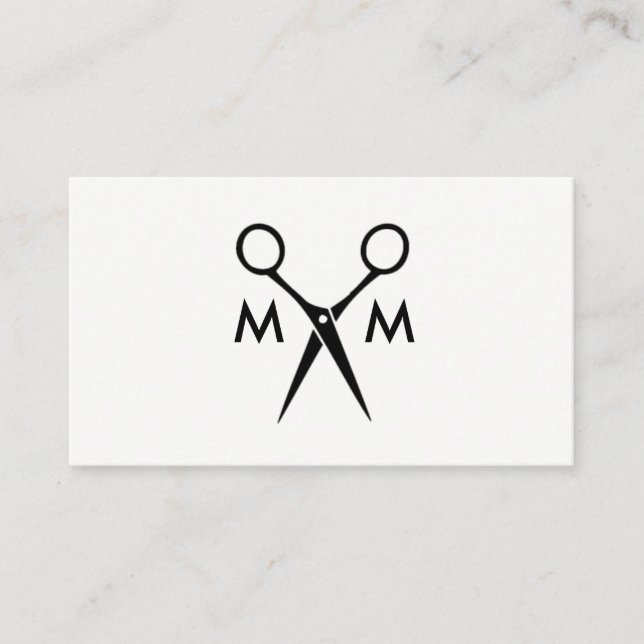 Simple Salon Shears Monogram Business Card (Front)