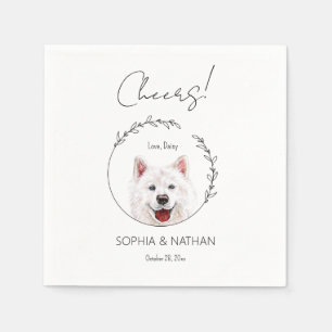 Simple Samoyed Dog Wedding Cocktail  Napkin