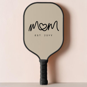 Simple Sand Brown Script Cute Modern Best Mum Ever Pickleball Paddle