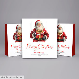 Simple Santa Claus Stylish Modern Holiday Gift Bag