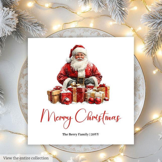 Simple Santa Claus Stylish Modern Holiday Napkin (Simple Santa Claus Stylish Modern Holiday Napkin)