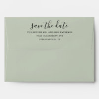 Simple Save the Date Green Sage Pre-Addressed