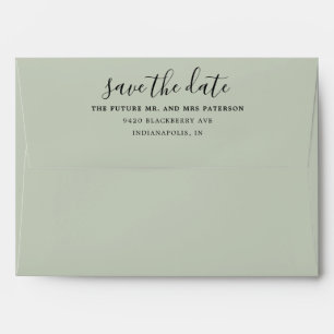 Simple Save the Date Green Sage Pre-Addressed Envelope