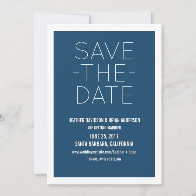 Simple Save the Date Invite, Blue (Front)