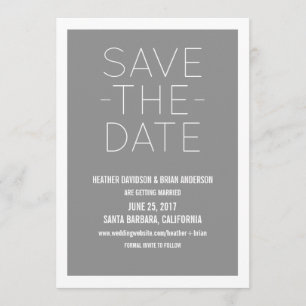 Simple Save the Date Invite, Grey Invitation