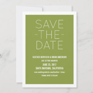 Simple Save the Date Invite, Olive Green Invitation
