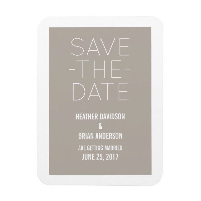 Simple Save the Date Magnet, Beige Magnet (Vertical)