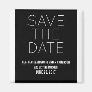 Simple Save the Date Magnet, Black Magnet