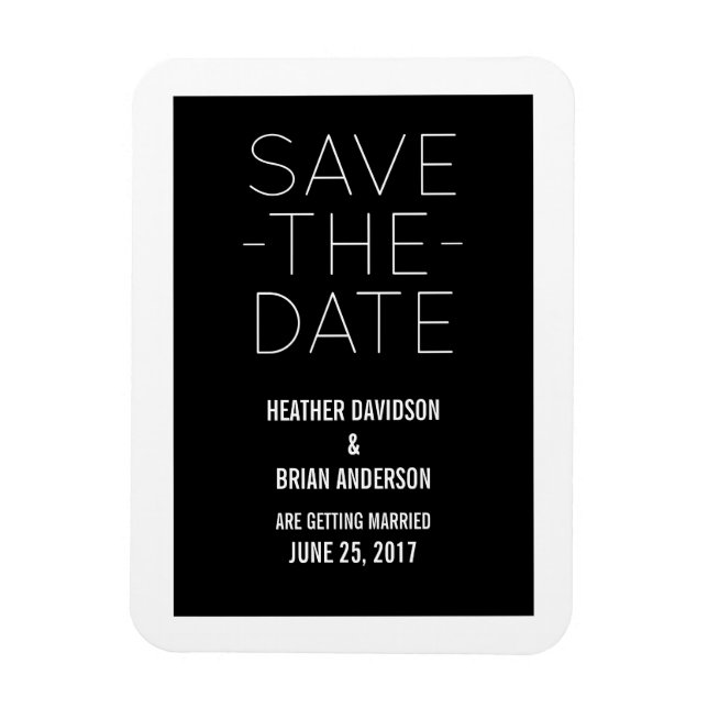 Simple Save the Date Magnet, Black Magnet (Vertical)