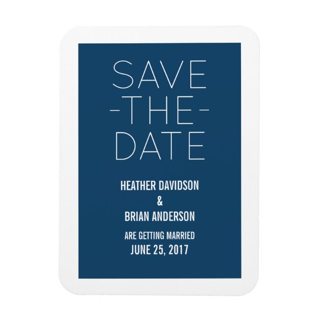 Simple Save the Date Magnet, Blue Magnet (Vertical)