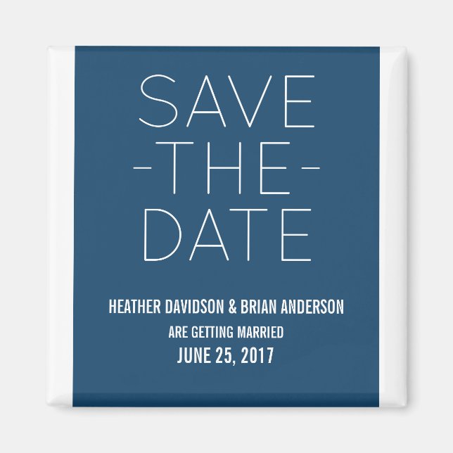 Simple Save the Date Magnet, Blue Magnet (Front)