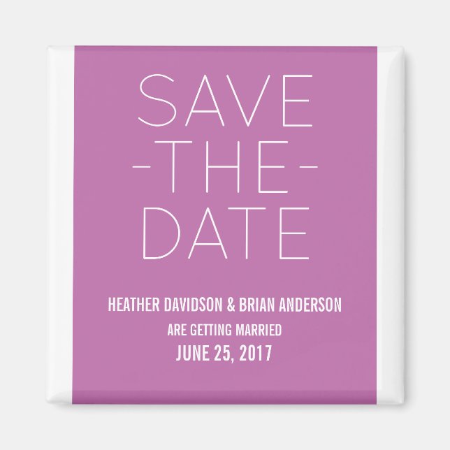Simple Save the Date Magnet, Fuchsia Magnet (Front)