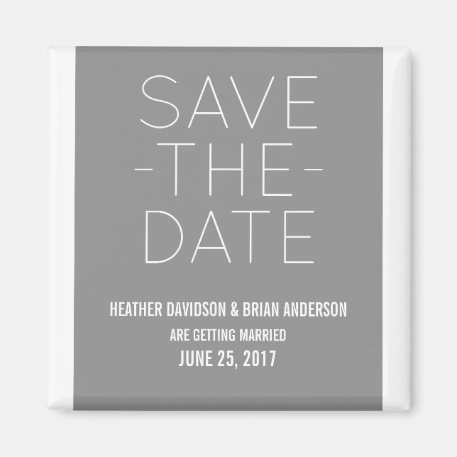 Simple Save the Date Magnet, Grey Magnet (Front)