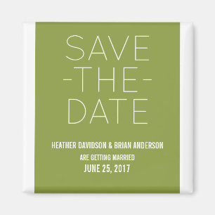 Simple Save the Date Magnet, Olive Green Magnet