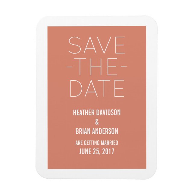 Simple Save the Date Magnet, Orange Magnet (Vertical)