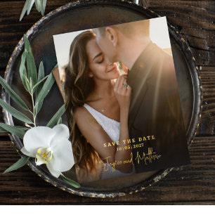 Simple Save the Date Photo Foil Invitation Postcard