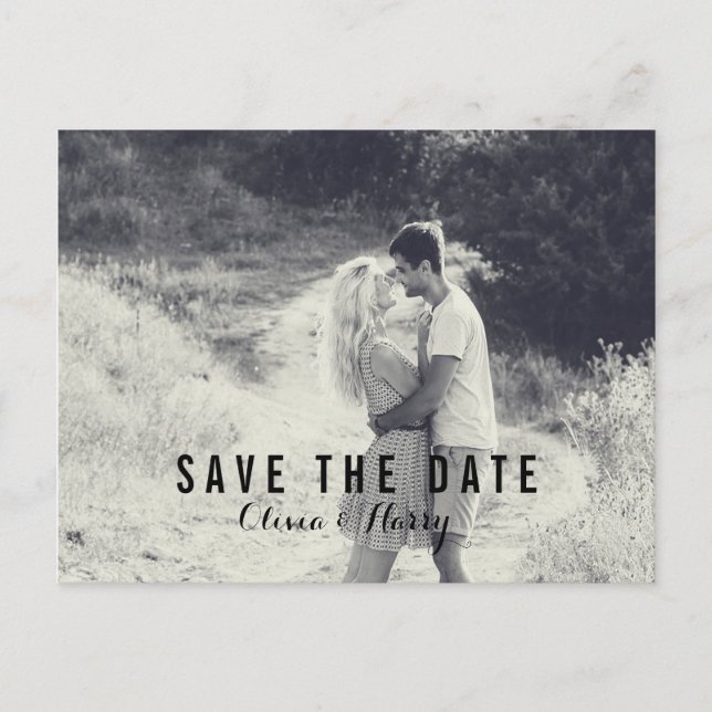 Simple Save The Date Photo Postcard (Front)