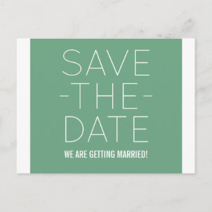 Simple Save the Date Postcard, Green Announcement Postcard