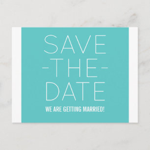 Simple Save the Date Postcard, Turquoise Announcement Postcard
