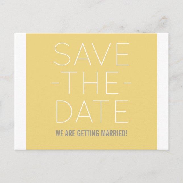 Simple Save the Date Postcard, Yellow Announcement Postcard (Front)