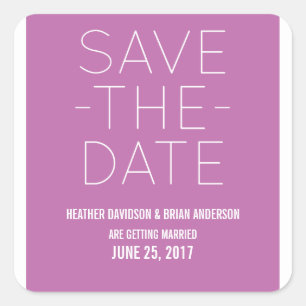 Simple Save the Date Stickers, Fuchsia Square Sticker