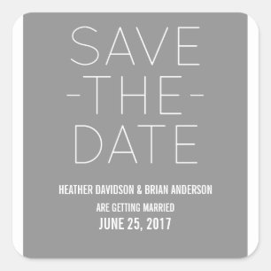Simple Save the Date Stickers, Grey Square Sticker
