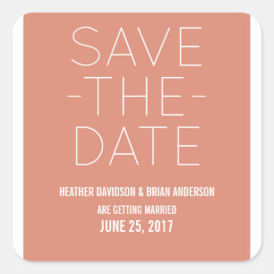 Simple Save the Date Stickers, Orange Square Sticker