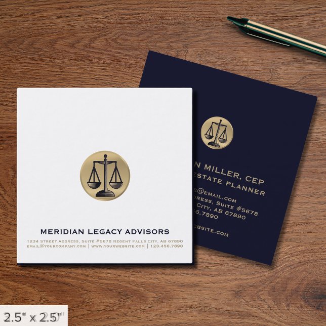 Simple Scales of Justice Square Business Card (Creator Uploaded)