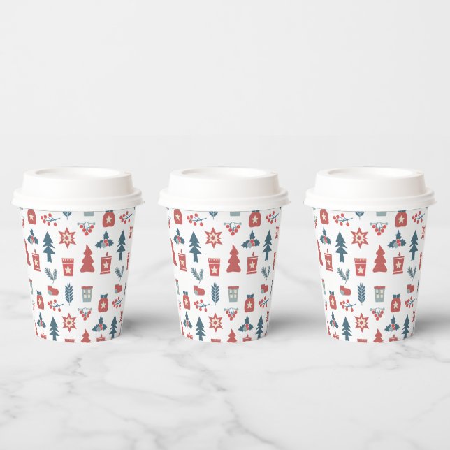 Simple Scandinavian Christmas Pattern Paper Cups (Multi)