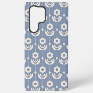 Simple Scandinavian Flowers in Cream on Blue  Samsung Galaxy Case