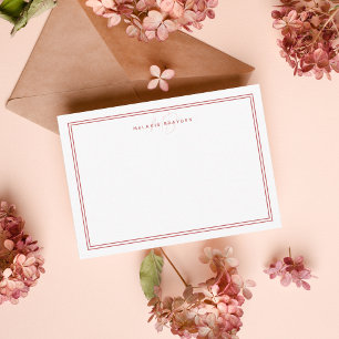 Simple Scarlet Minimalist Monogram Two Border Card