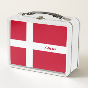 Simple School Denmark Flag Souvenir personalised Metal Lunch Box