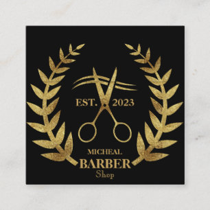 Simple Scissors Barber  Square Business Card