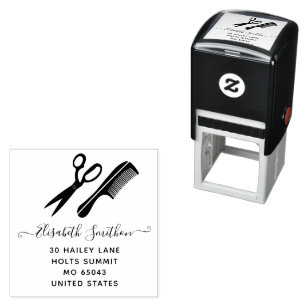 Simple Scissors Hair Comb Hairdresser Professional Self-inking Stamp