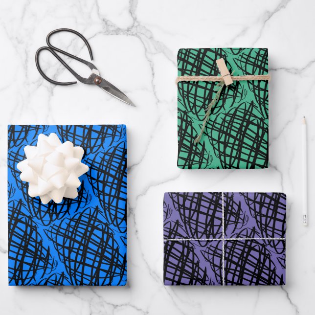 Simple Scribble | Angle | Multi Colour Backgrounds Wrapping Paper Sheet (Front)