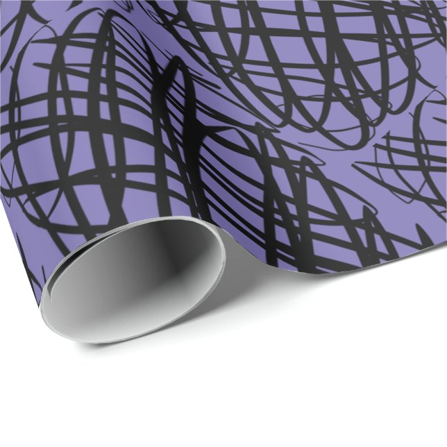 Simple Scribble | Black | Angled | Periwinkle | Wrapping Paper (Roll Corner)
