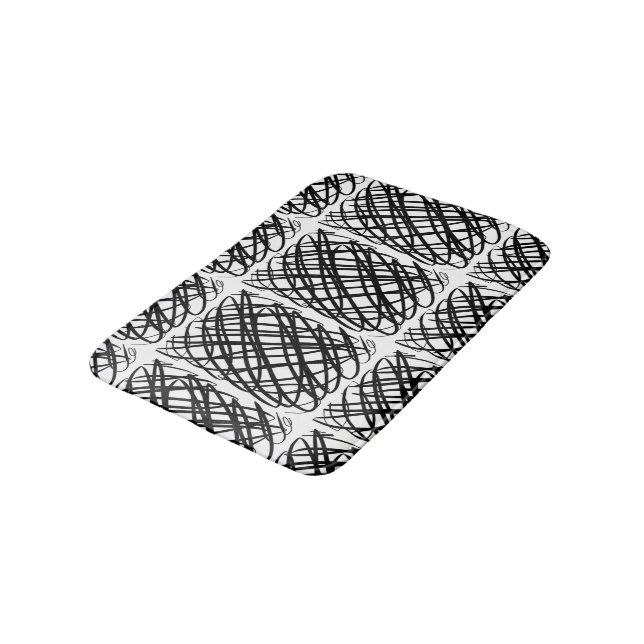 Simple Scribble | Black | Centre Tiled | Bath Mat (Angled)