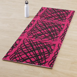 Simple Scribble Black Centre Tiled Ruby Yoga Mat