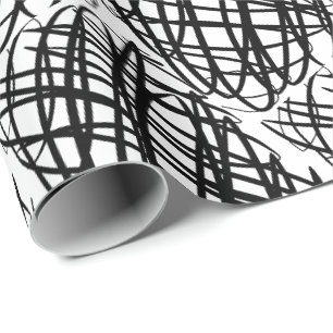 Simple Scribble Black Half Drop Wrapping Paper