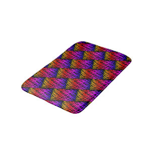 Simple Scribble Half Drop Black Background Bath Mat