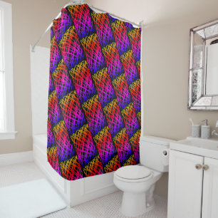 Simple Scribble   Half Drop   Black Background   Shower Curtain