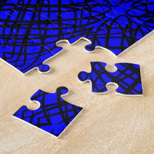 Simple Scribble Mirror Tiling Blue Jigsaw Puzzle