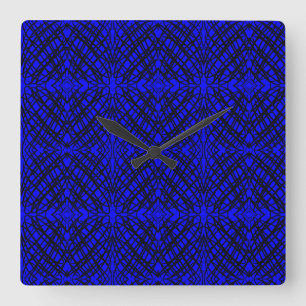 Simple Scribble Mirror Tiling Blue Square Wall Clock